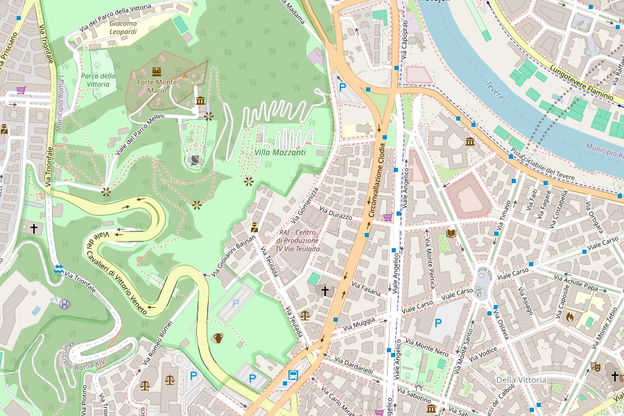 Mappa della zona di Via Gomenizza, nel quartiere Della Vittoria a Roma